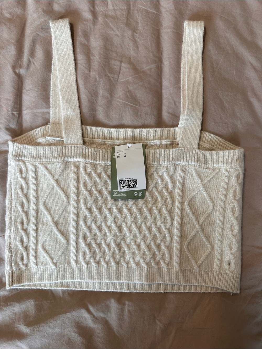 H&M Cream Cable Knit Cropped Tank
